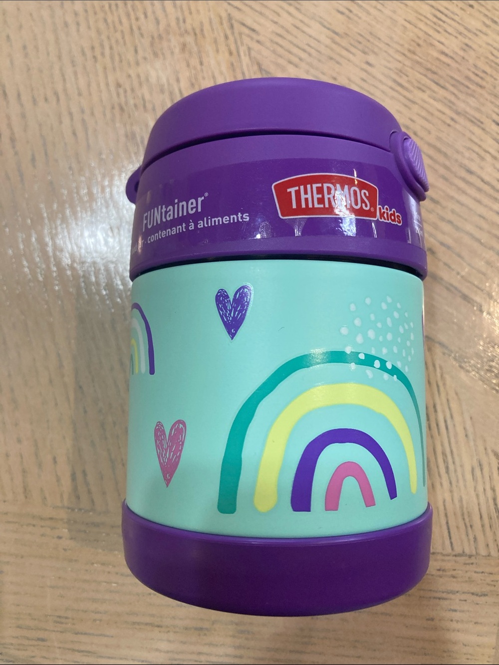 Thermos Kids FUNtainer Insulated Food Jar - Purple & Teal with Rainbow